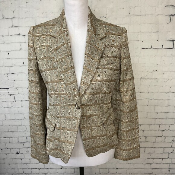 Jones New York Petite Womens Tan Bronze Blazer Business Jacket Size 4P U1 - Picture 2 of 12